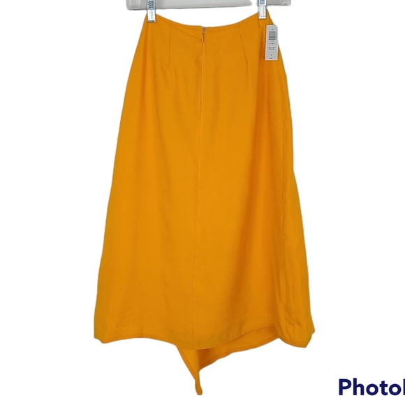 NWT Aritzia Wilfred Autier Tuscan Sun Midi Skirt 00 Yellow Ruffle - Picture 4 of 11
